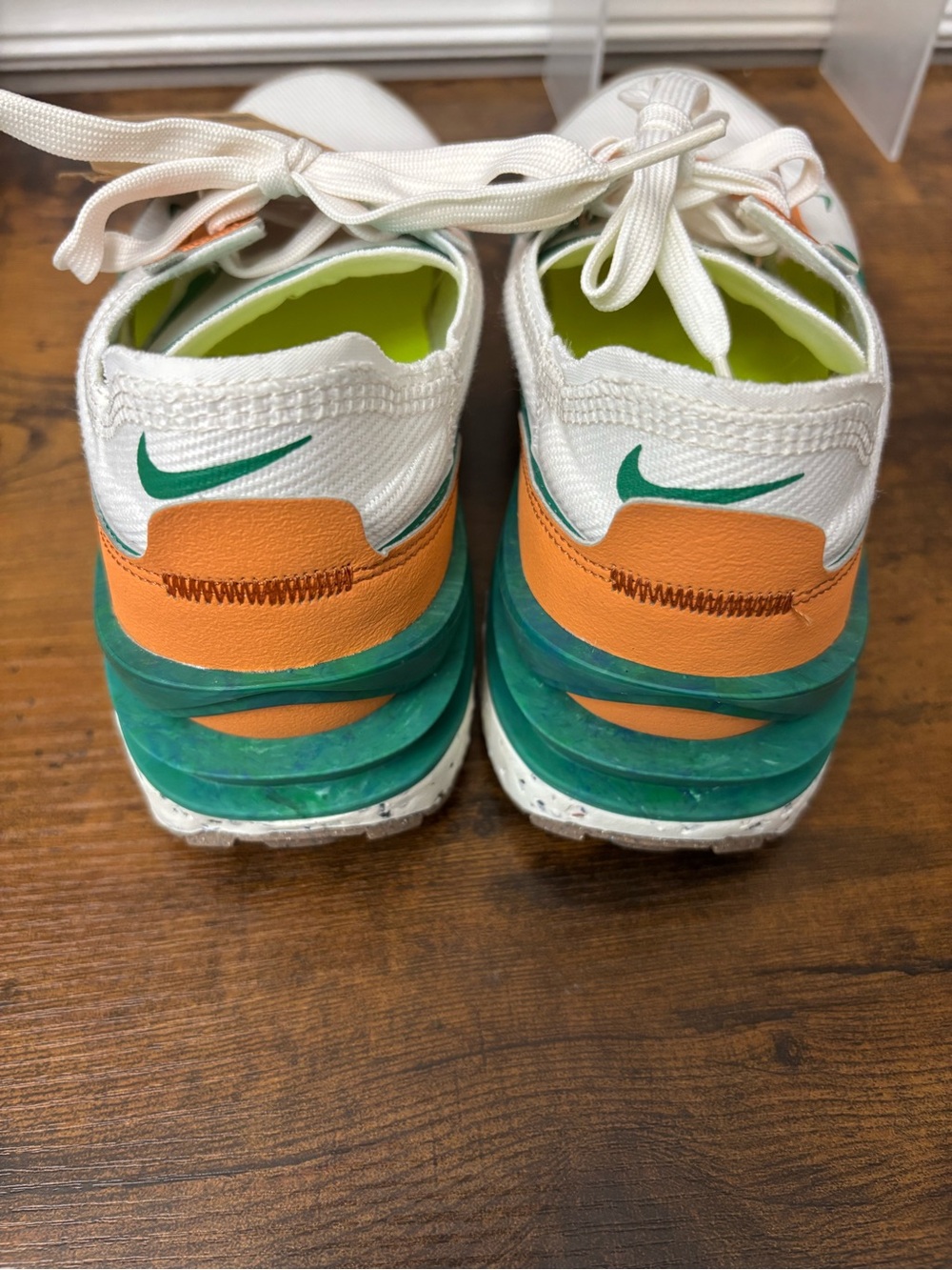 Nike Waffle One Crater Move To Zero White/Orange/Green Women’s Low-Top Sneakers - Picture 6 of 11